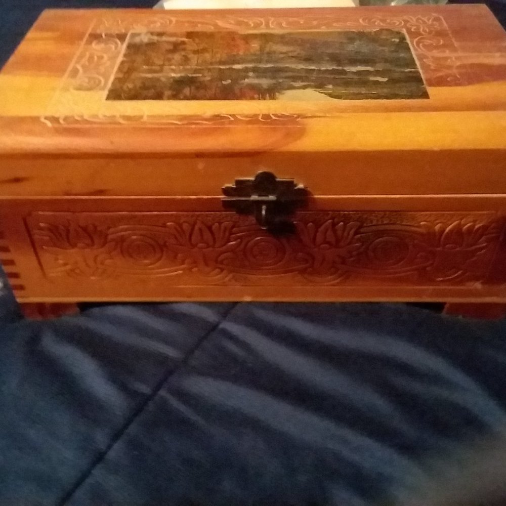 Beautiful Vintage Wooden Box with Intricate Designs
